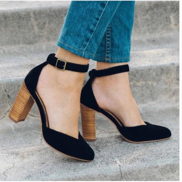 Soludos Shoes - Soludos Collette Black Suede Ankle Strap Heel 8